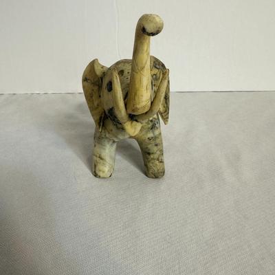 Vintage Crushed Oyster Shell Elephant Raised Trunk Figurine