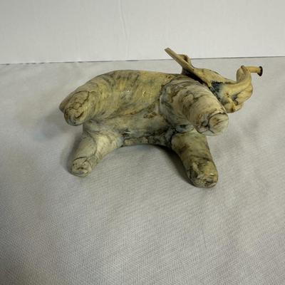 Vintage Crushed Oyster Shell Elephant Raised Trunk Figurine