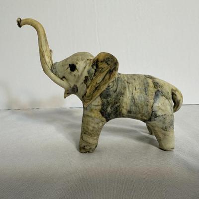 Vintage Crushed Oyster Shell Elephant Raised Trunk Figurine