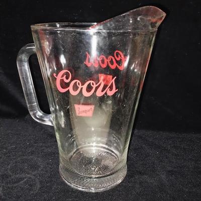 COORS GLASS PITCHER AND A WHITE MOUNTAIN COOLER SIGN