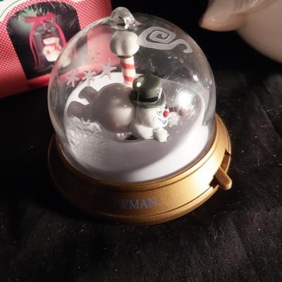 SNOWMAN COOKIE JAR-CRYSTAL BELL SNOWMAN RINGER-SNOWMAN ORNAMENTS