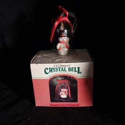 SNOWMAN COOKIE JAR-CRYSTAL BELL SNOWMAN RINGER-SNOWMAN ORNAMENTS