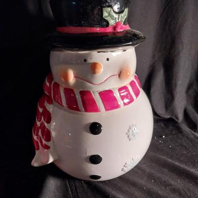 SNOWMAN COOKIE JAR-CRYSTAL BELL SNOWMAN RINGER-SNOWMAN ORNAMENTS