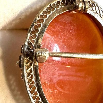 14kt Gold Vintage Cameo Pendant-Brooch