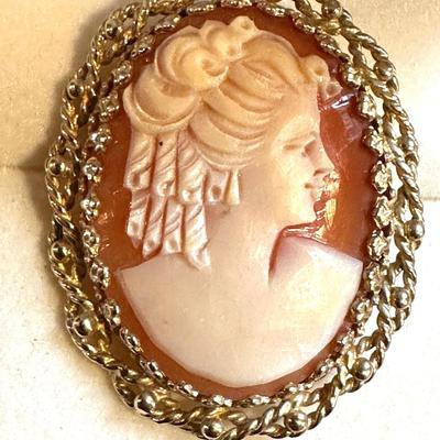 Vintage 14kt Gold Cameo Pendant-Brooch