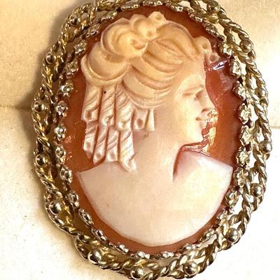 Vintage 14kt Gold Cameo Pendant-Brooch