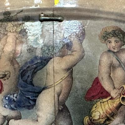 Antique STAPLE Repair Cherub Decorated Punch Bowl