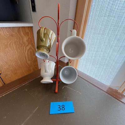 Vintage coffee mugs & stand