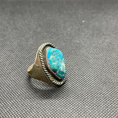 Vintage turquoise & Silver ring - large