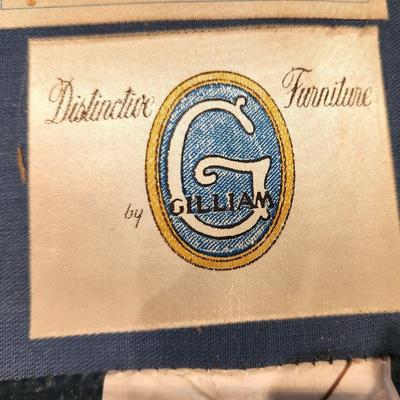 Lot #101  Blue Velveteen Love Seat - Distinctive Furniture by Gilliam