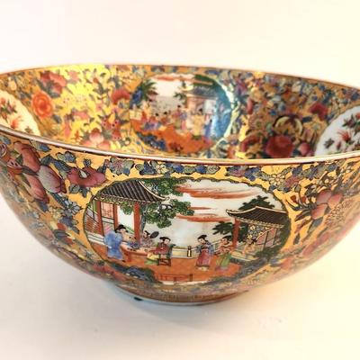 Lot #102  Rose Medallian Style Large Center Bowl