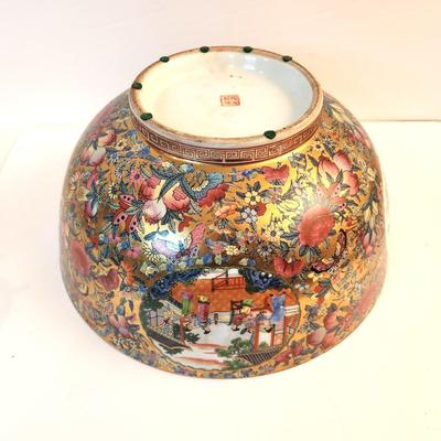Lot #102  Rose Medallian Style Large Center Bowl