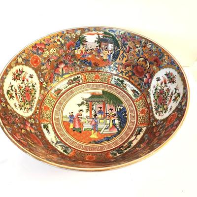 Lot #102  Rose Medallian Style Large Center Bowl