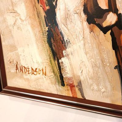 Lot #103  Large Mid Century Modern Painting - Race Horses