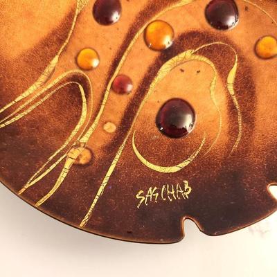 Lot #110  Pair of signed Mid Century Sascha Brastoff Enamel on Copper Dishes