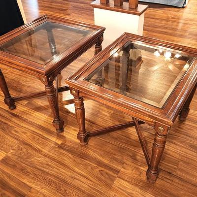 Lot #115 Pair Lamp Tables - Beveled Glass