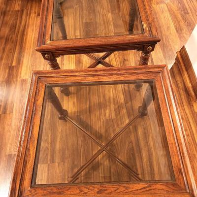 Lot #115 Pair Lamp Tables - Beveled Glass