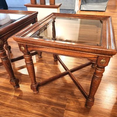 Lot #115 Pair Lamp Tables - Beveled Glass