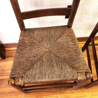 Lot #119 Good pair of Rush Botton Ladderback Chairs