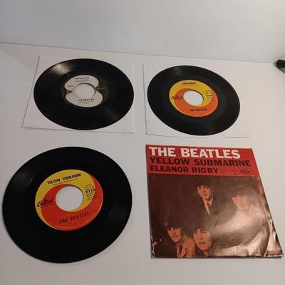 Three Beatles Records LPs - Yellow Submarine - Yesterday - Revolution