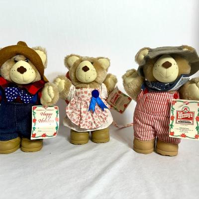 1986 Wendy's Furskins Plush Bears