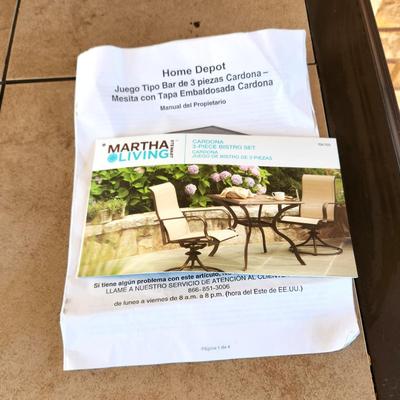 Lot #122  Martha Stewart Outdoor Patio Bistro Set