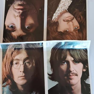 Two Beatles posters - All Lyrics 1968 - and headshots