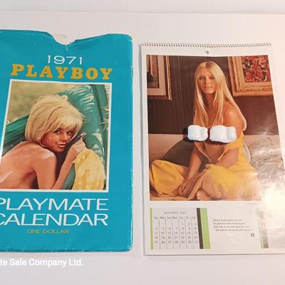 Complete 12-month 1971 Playboy Playmate calendar with paper cover