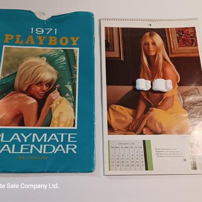 Complete 12-month 1971 Playboy Playmate calendar with paper cover