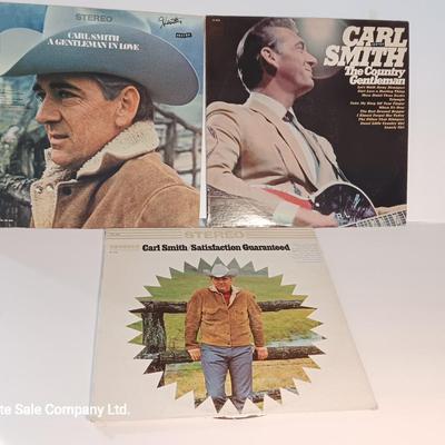 Three Carl Smith Records LP's- A gentleman in love - The country Gentleman - Satisfaction Guaranteed