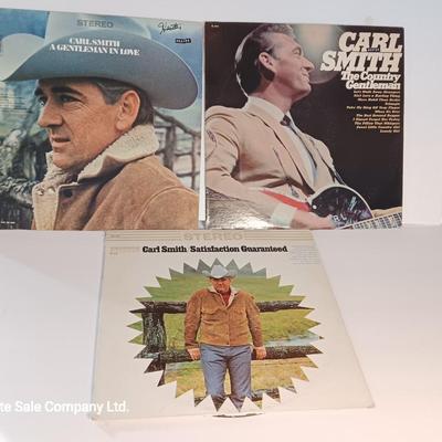 Three Carl Smith Records LP's- A gentleman in love - The country Gentleman - Satisfaction Guaranteed