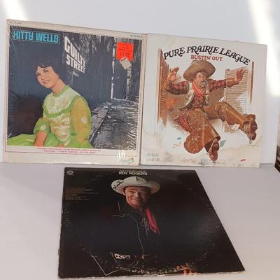 Three records Lp's Kitty Wells - Pure Prairie league - and Roy Rogers