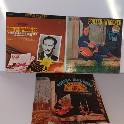 Three Porter Wagoner records Lp's - Your old Love letters- Satisfied Mind - An old Log Cabin