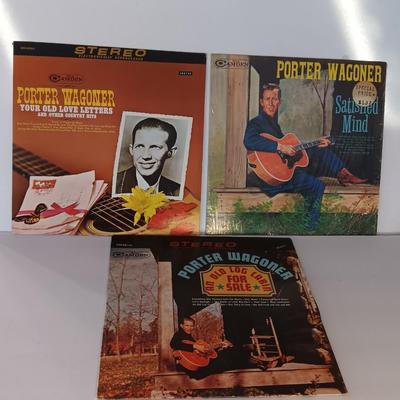 Three Porter Wagoner records Lp's - Your old Love letters- Satisfied Mind - An old Log Cabin
