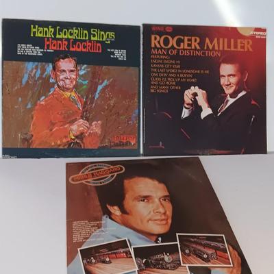 Three records Lp's - Hank Locklin Sings - Roger Miller - Merle Haggard