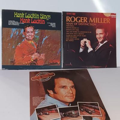 Three records Lp's - Hank Locklin Sings - Roger Miller - Merle Haggard