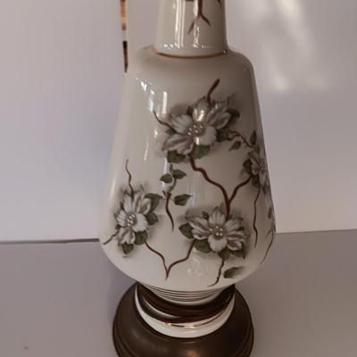 Vintage floral painted table lamp