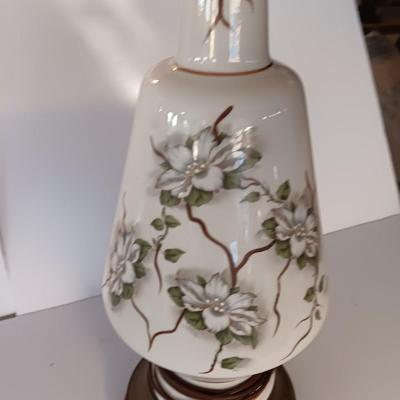 Vintage floral painted table lamp