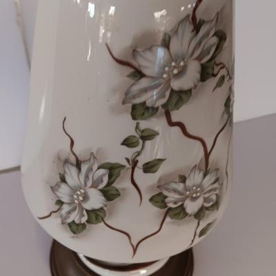 Vintage floral painted table lamp