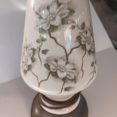 Vintage floral painted table lamp