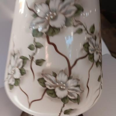 Vintage floral painted table lamp