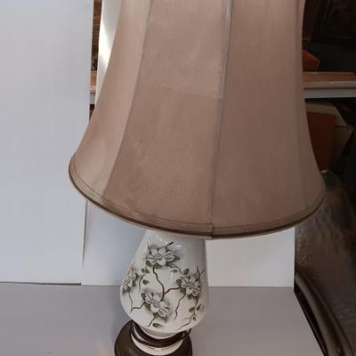 Vintage floral painted table lamp