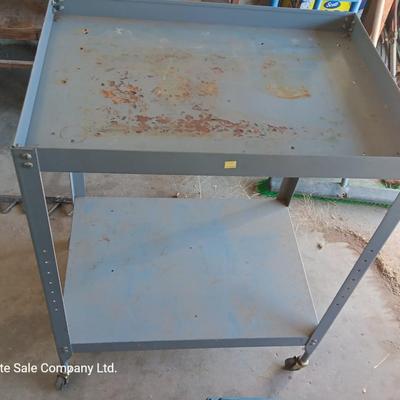 Two-tiered Steel work cart with wheels