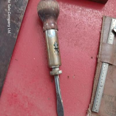 Collectible vintage small tools with antique drill - small plainer -