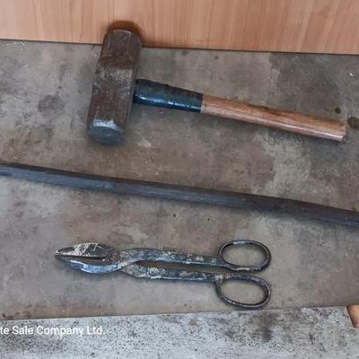 Sledgehammer - crowbar - large sheers- and a hand saw