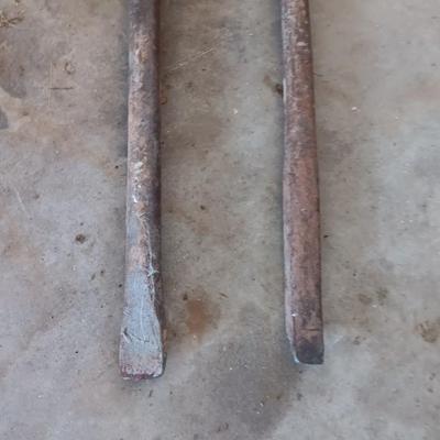 Two steel prybars