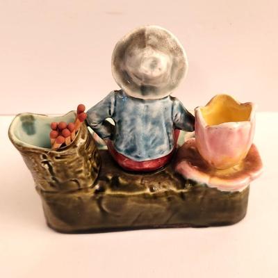 Lot #68D  Antique Majolica Style Black Americana Match Strike