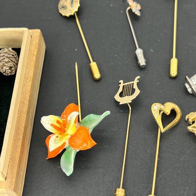 Stick pins and tie pins