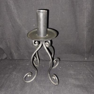 CASTIRON SKILLET CLOCK AND METAL CANDLE HOLDER