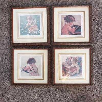 FOUR PIECE WALL HUNG PICTURES OF SWEET LITTLE GIRLS